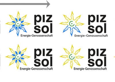 Entwürfe Logodesign PizSol Energiegenossenschaft