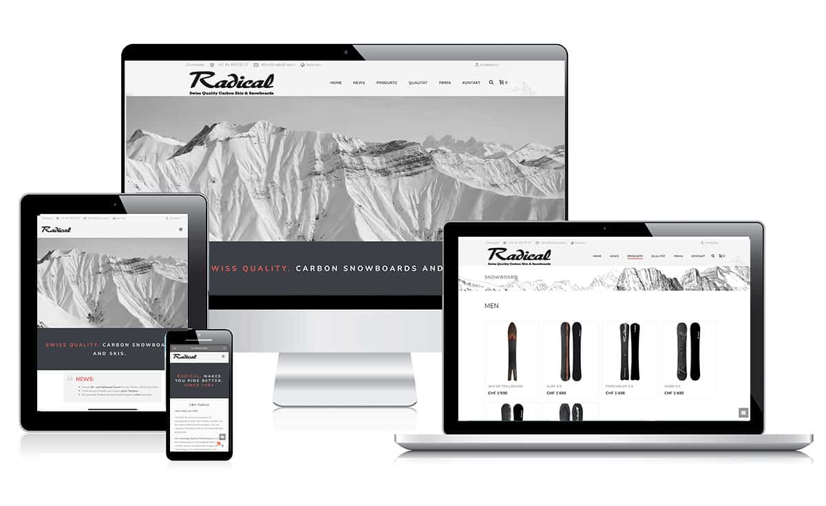 Radical Sports Responsive Design Screendesign