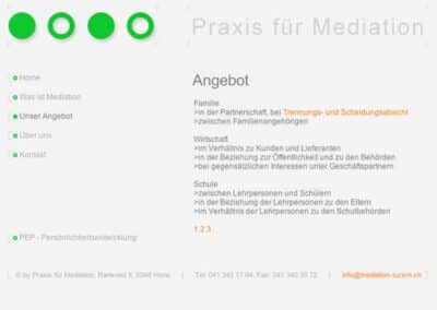 Einfache XHTML Homepage für die Praxis mediation in Luzern.