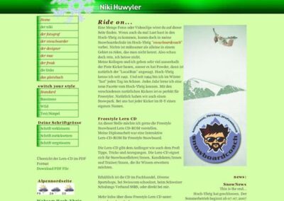 Alte private Webseite von Niki Huwyler. Infos,Bilder, Videoclips und Downloads.